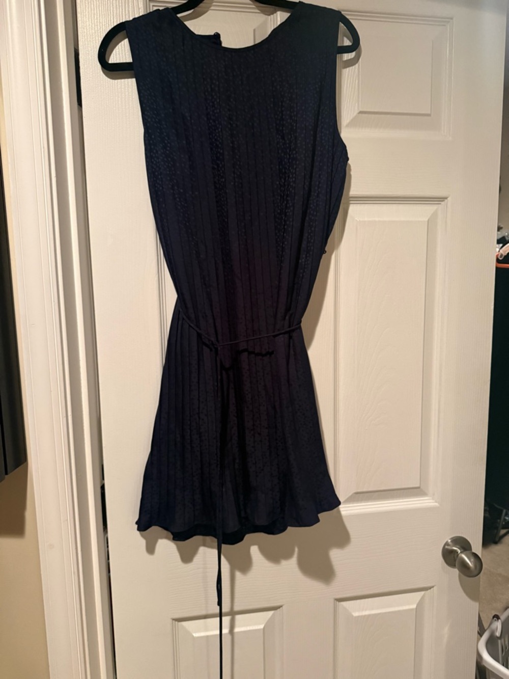 Banana Republic Navy Sleeveless Pleated Minidress with Tie